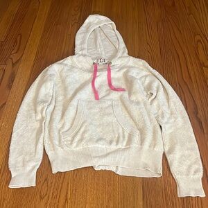 L+t Woman’s Cream Fuzzy Hooded Sweater Size S